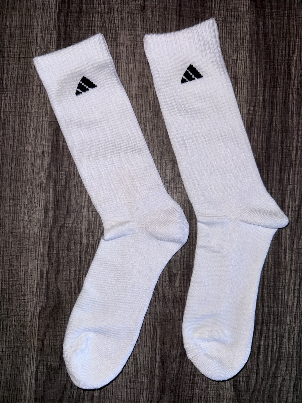 adidas White Crew Athletic Socks with Black Logo - Men